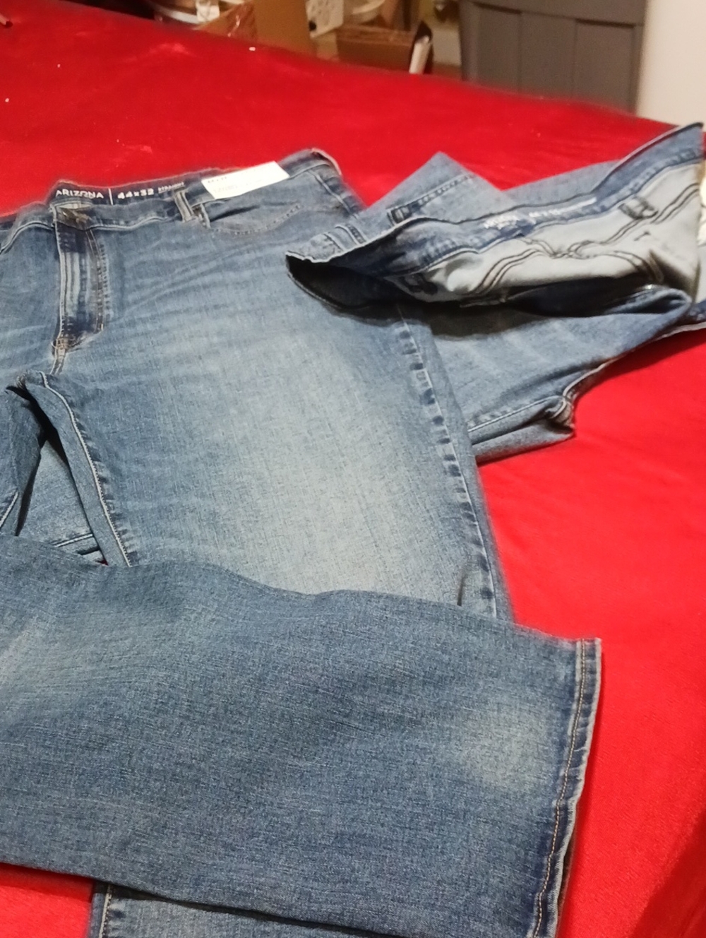 BIG SIZE 44 ×32" Arizona Jean Company Men’s Straight Leg Light Blue Jeans,